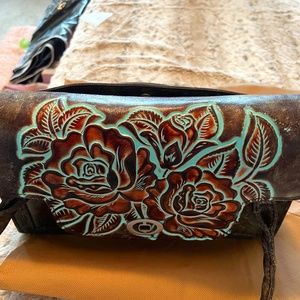Patricia Nash Brown and Teal Floral Satchel